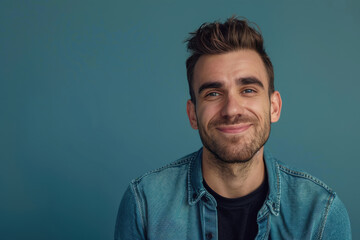 Obraz premium A close up portrait of a young man with a subtle smile