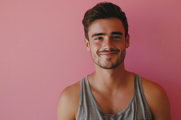 Obraz premium A close up portrait of a young man with a subtle smile