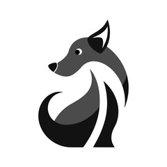 Vector logo on which an abstract image of a cute dog.