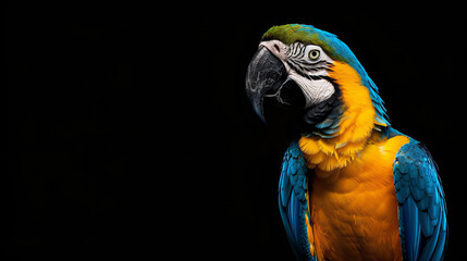 Obraz premium Close-up portrait of a vibrant blue and yellow macaw parrot