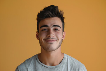 Obraz premium A close up portrait of a young man with a subtle smile