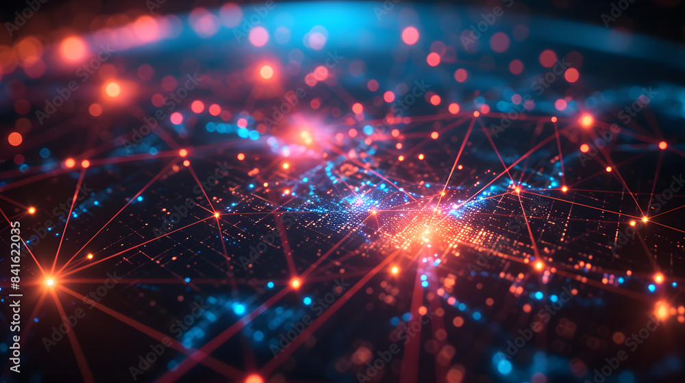 Poster abstract image showcasing 5g network technology with digital graphics and world map, highlighting gl
