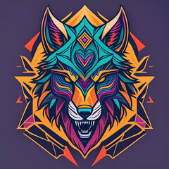 Fototapeta premium colored wolf head logo