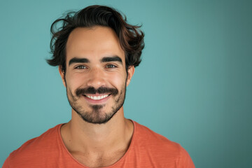 Obraz premium A close up portrait of a young man with a subtle smile