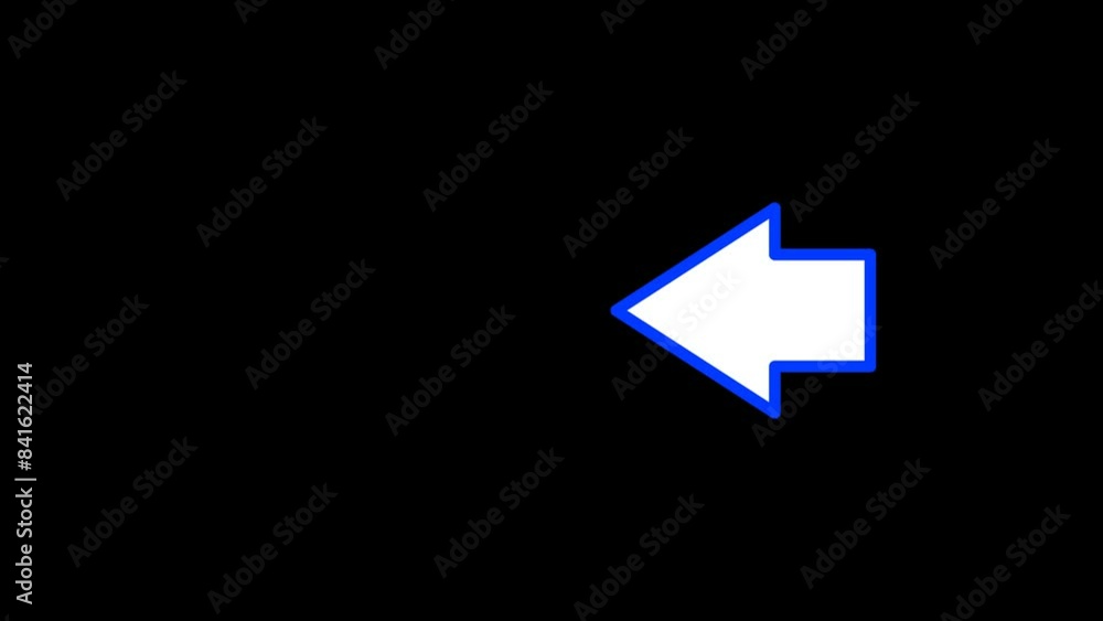 Poster motion graphics left arrow icon animation on black background.