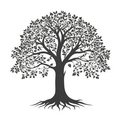 Obraz premium Silhouette of tree and roots. transparent background