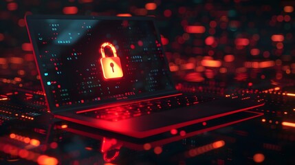 Obraz premium 画面に錠のアイコンが表示されたノートパソコン