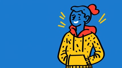 Naklejka premium An abstract illustration of a blue-skinned person