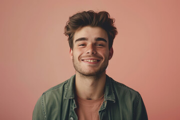 Obraz premium A close up portrait of a young man with a subtle smile