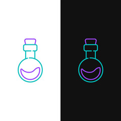 Line Bottle with love potion icon isolated on white and black background. Valentines day symbol. Colorful outline concept. Vector