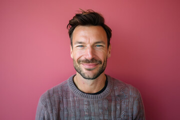 Fototapeta premium A close up portrait of a young man with a subtle smile