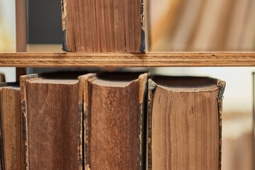 Old thick books in a library