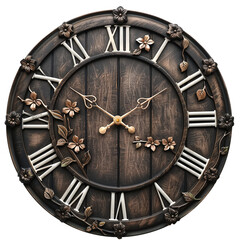 vintage wall clock, 100% white background, simple, cute,full col