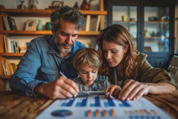 Fototapeta premium Professional financial advisor illustrating wealth growth strategies to multi-generational families.