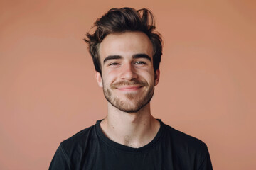 Obraz premium A close up portrait of a young man with a subtle smile