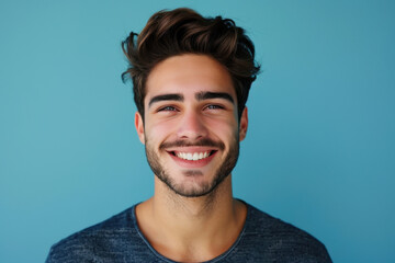 Fototapeta premium A close up portrait of a young man with a subtle smile