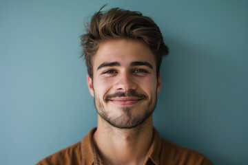 Obraz premium A close up portrait of a young man with a subtle smile