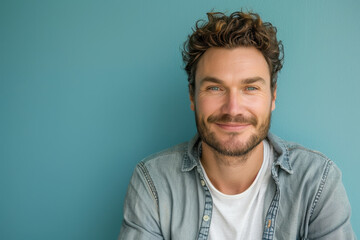 Obraz premium A close up portrait of a young man with a subtle smile