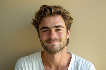 Fototapeta premium A close up portrait of a young man with a subtle smile