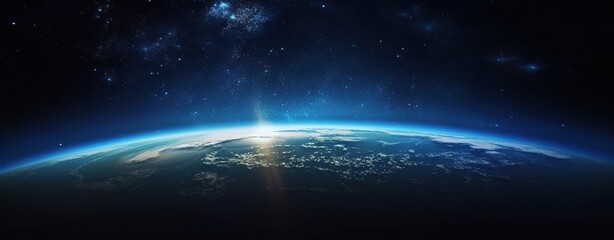 Fototapeta premium A panoramic view of the Earth from space 