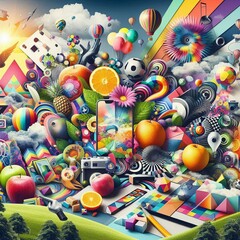 Obraz premium Creatively combine natural and man-made objects