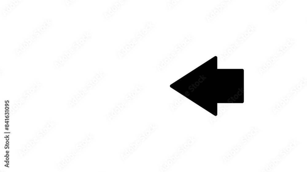 Poster motion graphics left arrow icon animation on white background.