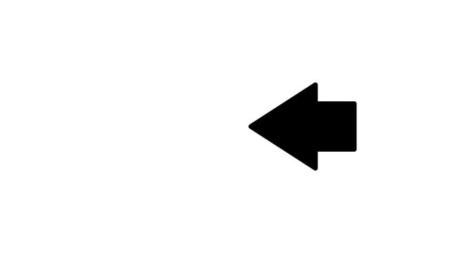 Motion Graphics left arrow icon animation on white background.

