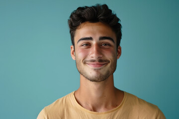 Obraz premium A close up portrait of a young man with a subtle smile