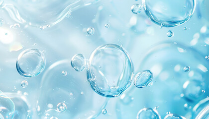 Transparent blue and white gradient Gel background or pattern with light blue lights. Gel blue background Virus protection or facial moisturizing cosmetics concept