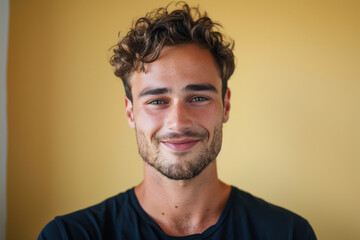Fototapeta premium A close up portrait of a young man with a subtle smile