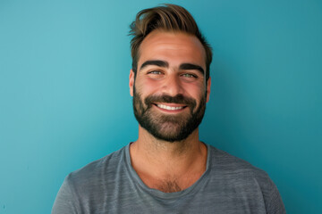 Fototapeta premium A close up portrait of a young man with a subtle smile