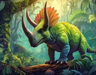 Triceratops in the jungle