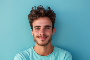 Fototapeta premium A close up portrait of a young man with a subtle smile