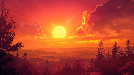 Fototapeta premium Glowing Sun as Day Ends