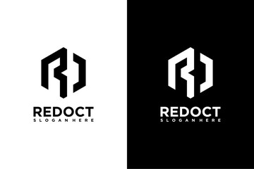 Obraz premium Letter r cube Geometric box logo design template