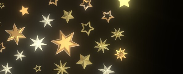 Shimmering Starry Christmas: Spectacular 3D Illustration Showcasing Falling Holiday Stars