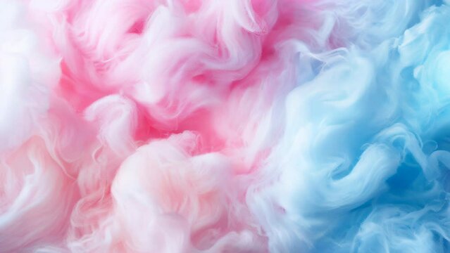 Slow motion animation abstract background texture of cotton smoky fluffy texture soft pastel color background with soft cotton wool and steam effect.