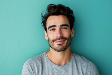 Fototapeta premium A close up portrait of a young man with a subtle smile