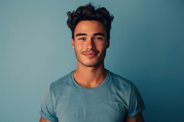 Fototapeta premium A close up portrait of a young man with a subtle smile