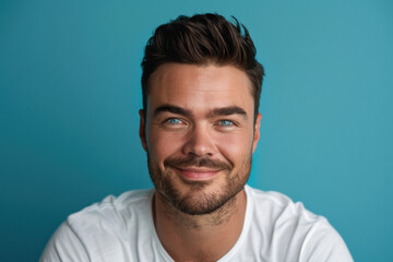Obraz premium A close up portrait of a young man with a subtle smile