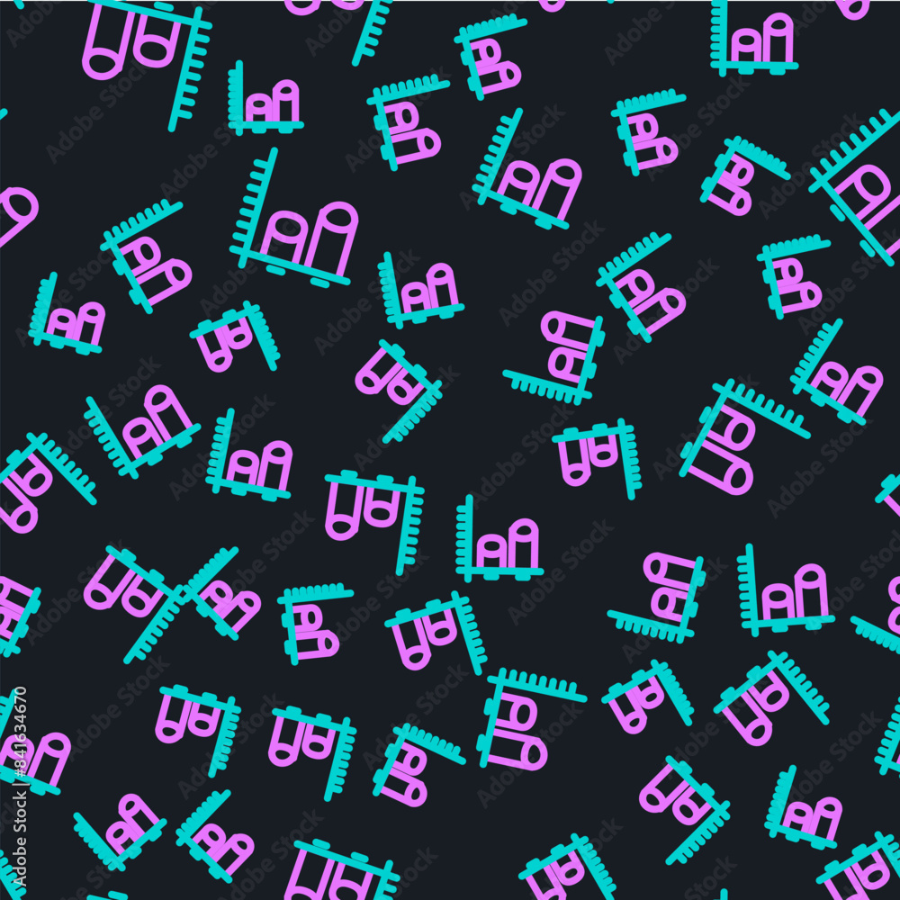 Poster line data analysis icon isolated seamless pattern on black background. vector