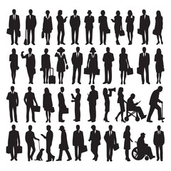 Business Man Silhouettes Set Of Illustration | business people silhouettes