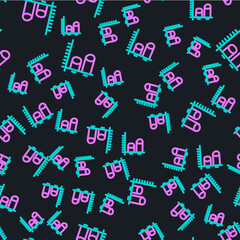 Line Data analysis icon isolated seamless pattern on black background. Vector