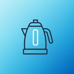 Line Electric kettle icon isolated on blue background. Teapot icon. Colorful outline concept. Vector