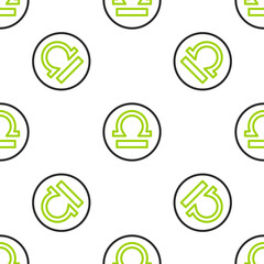 Line Libra zodiac sign icon isolated seamless pattern on white background. Astrological horoscope collection. Vector