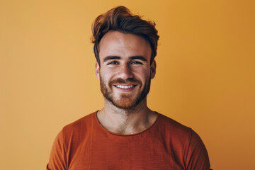 Obraz premium A close up portrait of a young man with a subtle smile
