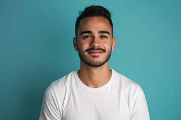 Fototapeta premium A close up portrait of a young man with a subtle smile