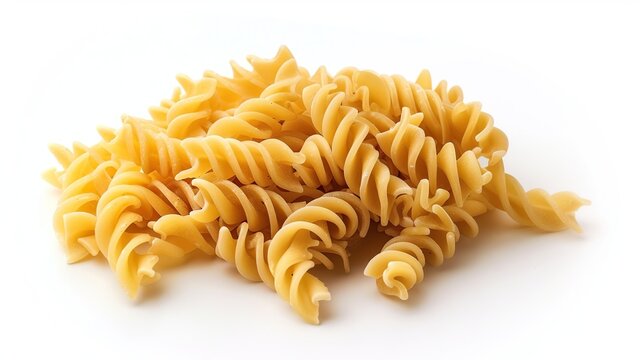 Spiral fusilli on a white background . Generative Ai