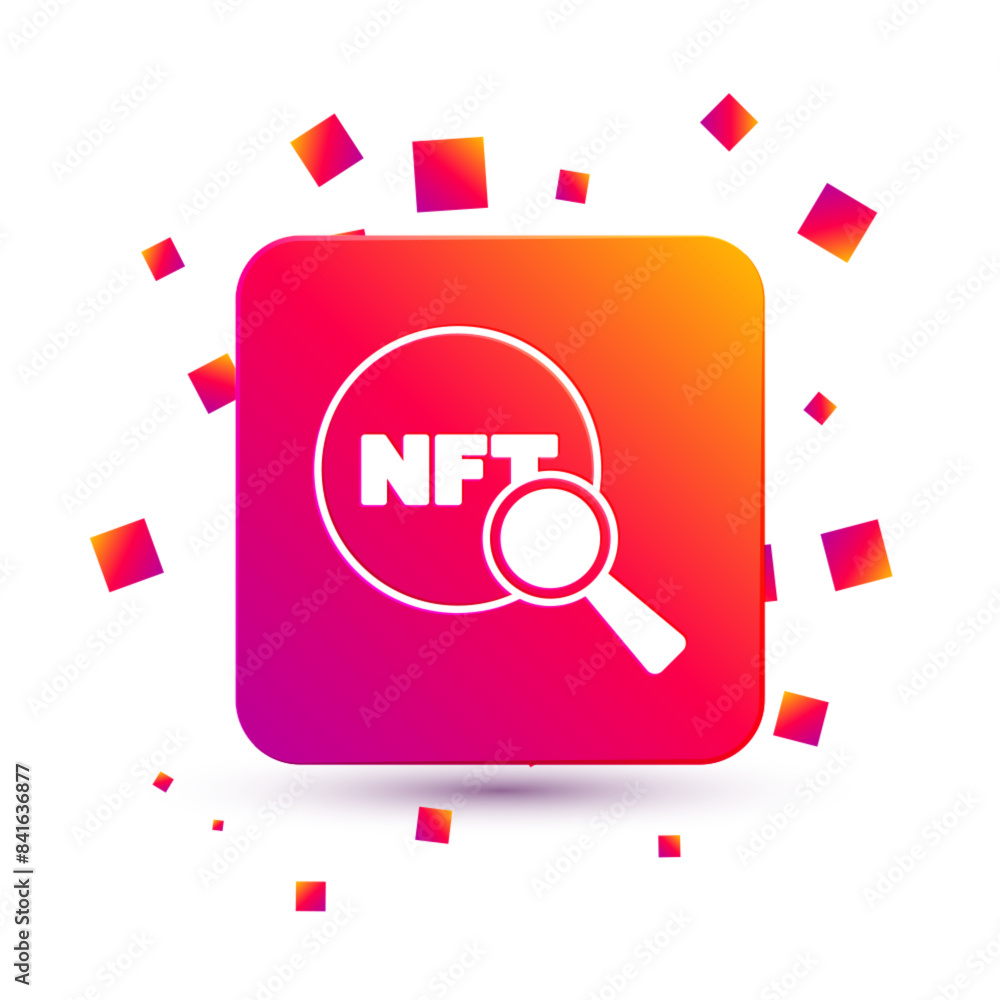 Poster white search nft icon isolated on white background. non fungible token. digital crypto art concept. 
