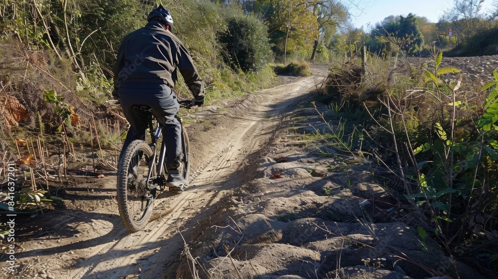 Poster a bumpy and uneven bike path a challenge for riders due to the unstable ground beneath.
